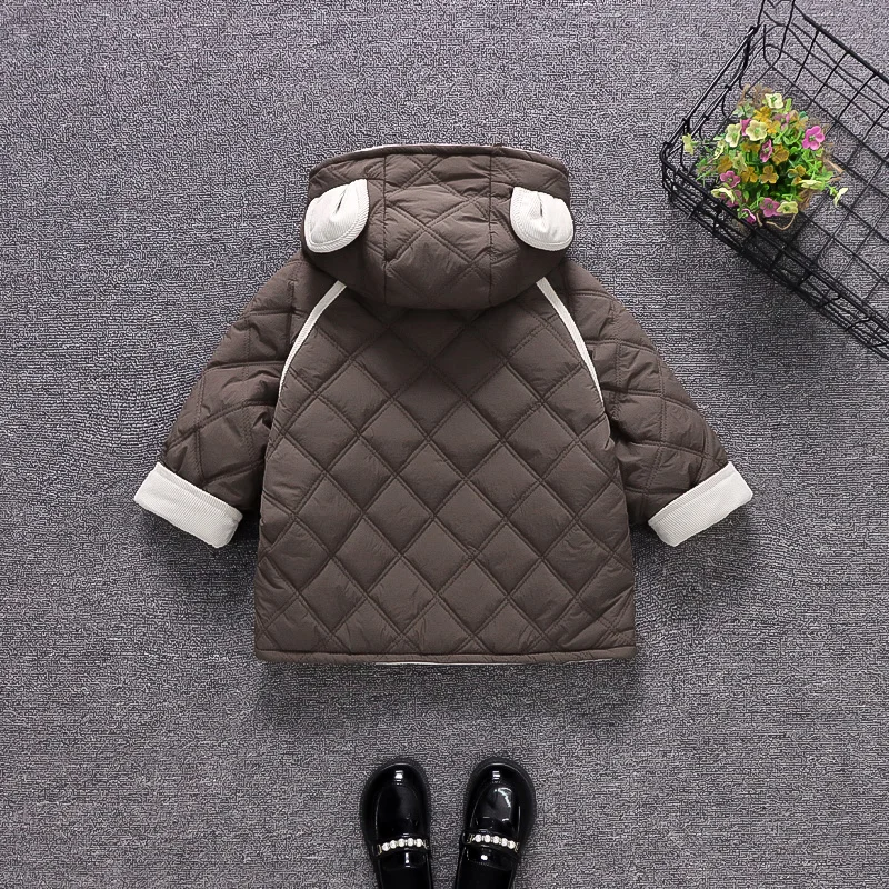 Children's Hooded Coat Winter Hot Fashion Baby Coat Thickened Cotton-padded Jacket Contrast Color Girl's