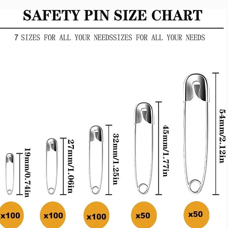 Sewing Pins 50/100Pcs 19/22/27/32/38/45/55mm Rust Resistant Silver Durable For DIY Crafts Sewing Accessories