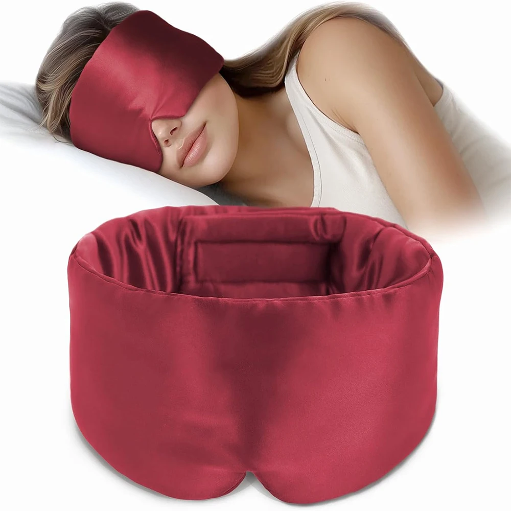 Luxurious Mulberry Silk Sleep Mask - Soft Pressureless Design with Adjustable Velcro Ear Cover, Anti-Wrinkle Eye Care
