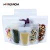 100PCS Matte Stand Up Plastic Ziplock Bag Translucent Food Grade Storage Pouch Nuts Dired Flower Frost Package Show Bags 3