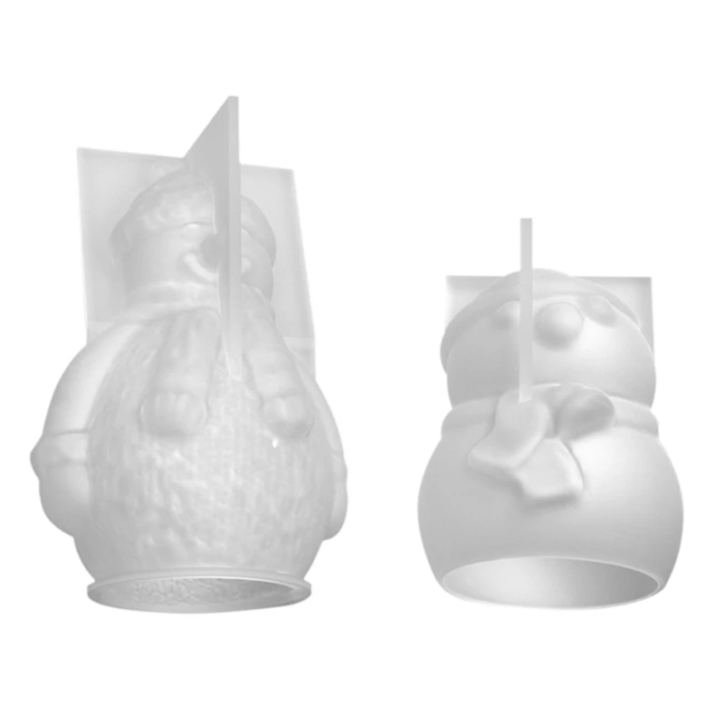 

A0NF Snowman Decoration Candle Silicone Mold Epoxy Resin DIY Decoration Making Soap Melt Resin Christmas Home Decorations