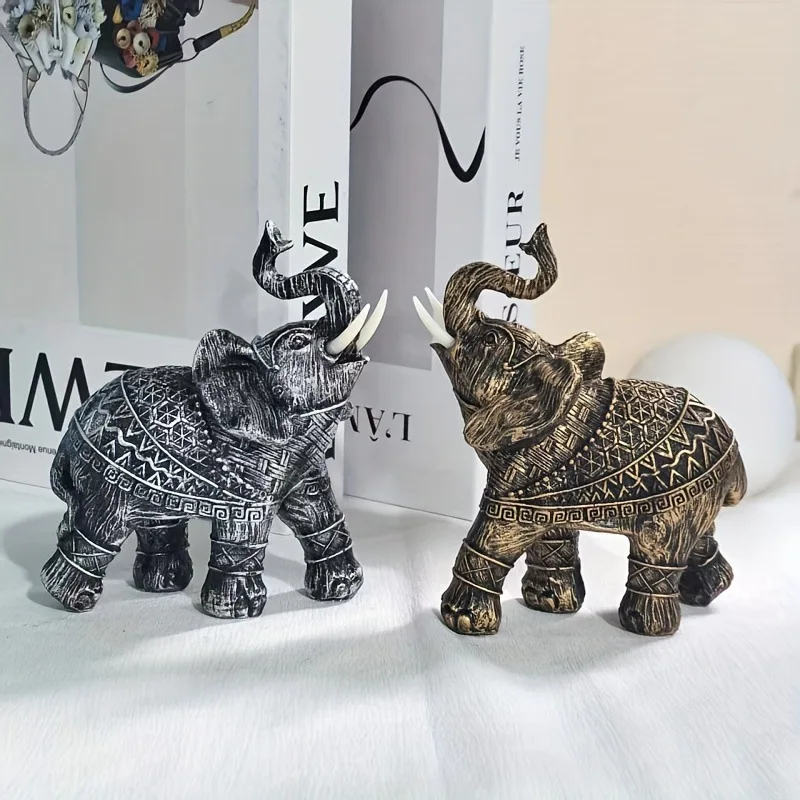Lucky Feng Shui Elephant Statue Golden Wealth Sculpture Home Decoration Mini Figurine Gift Decoration Crafts Figurines