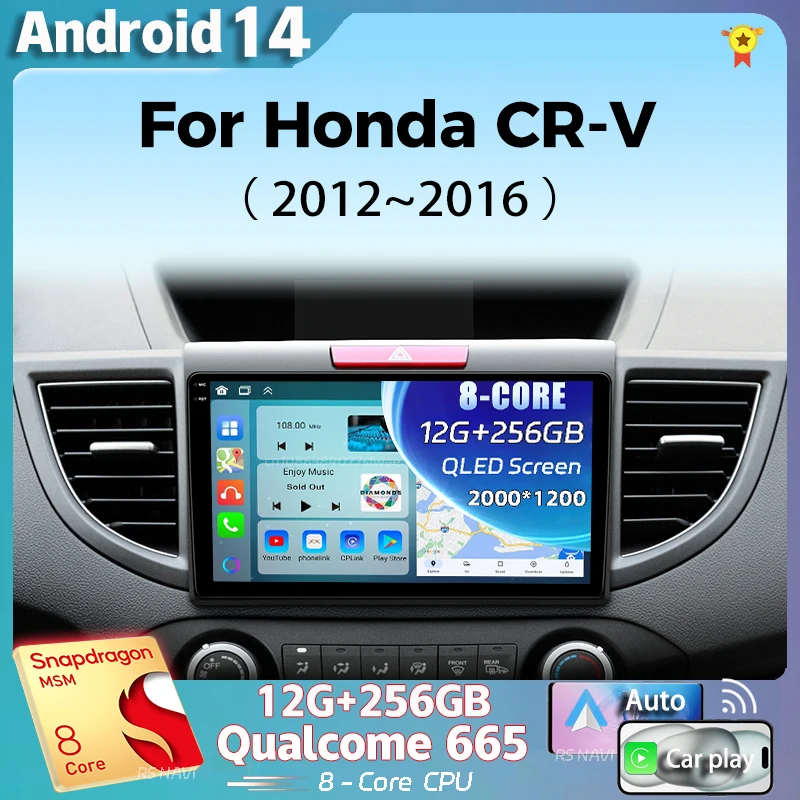 

Android 14 For Honda CRV CR-V 2012-2016 2K QLED Android Car Radio Multimedia Video Player GPS AI Voice CarPlay Head Unit Stereo