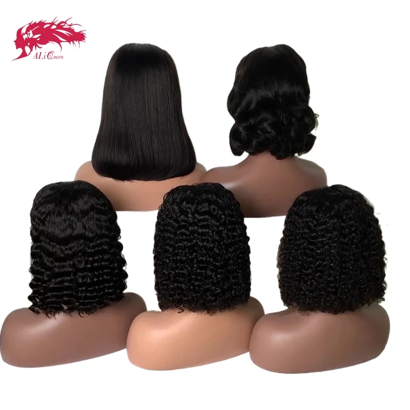 4x4/5x5 Deep Wave Short Bob Human Hair Wigs 13x4 Straight Lace Front Wigs For Women Transparent Lace Pre Plucked Bone Bob Wig