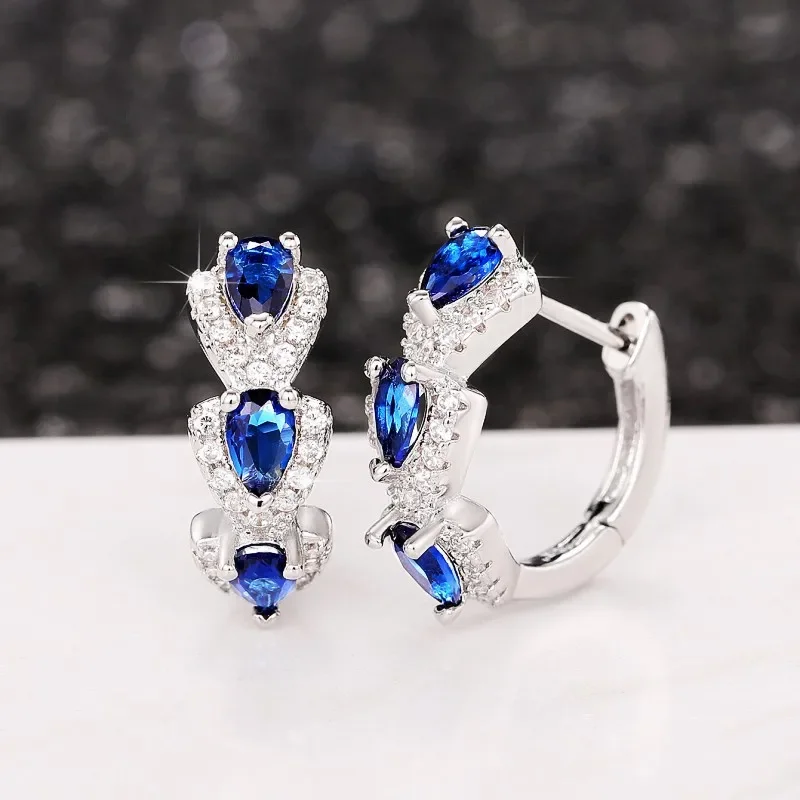 High Quality Luxury Sapphire Earrings for Women 925 Silver