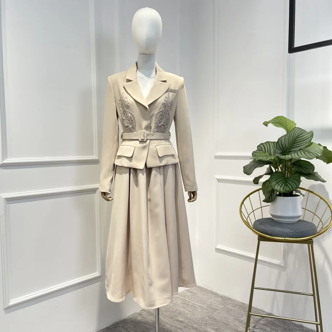 

Женское элегантное платье из двух частей, хлопковое лоскутное платье с длинным рукавом и рюшами, Офисная стильная осенняя одежда, новинка 2023