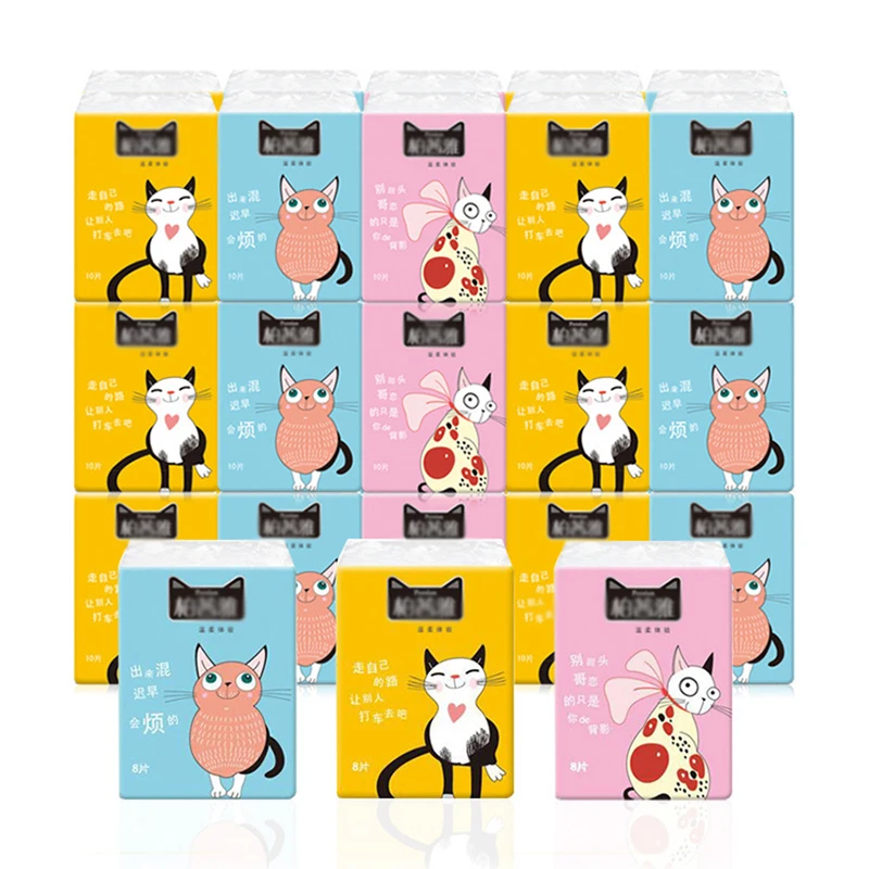 10 Packs Disposable Paper Handkerchief Paper Towel Portable Small Package Towel Napkin Wood Pulp Handkerchief