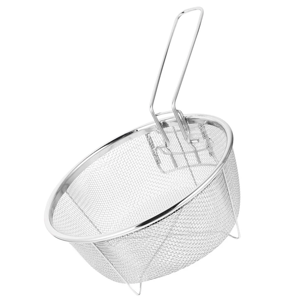 

Stainless Steel Frying Basket Deep Spoon Pan with Handle Metal Round Mesh Strainer Spider Strainer Stainless Steel Only