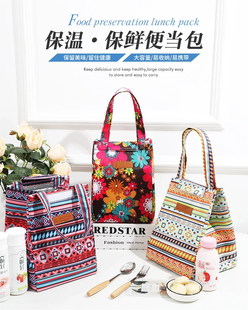 Description Picture 2 of itemFashion Insulated Lunch Bags For Men Women Breakfast Box Organizer Waterproof Camping Food Drink Cooler Bag Picnic Travel