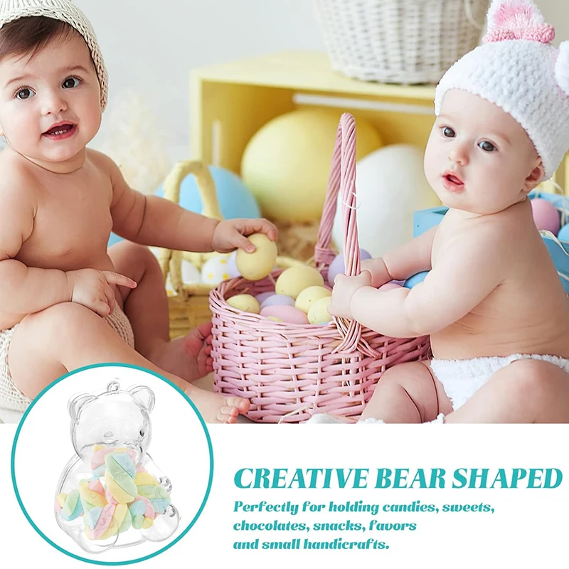 10pcs Bear Shape Candy Box Transparent Jewelry Snack Gift Packaging Box Wedding Birthday Party Decor Supplies Baby Shower Favors