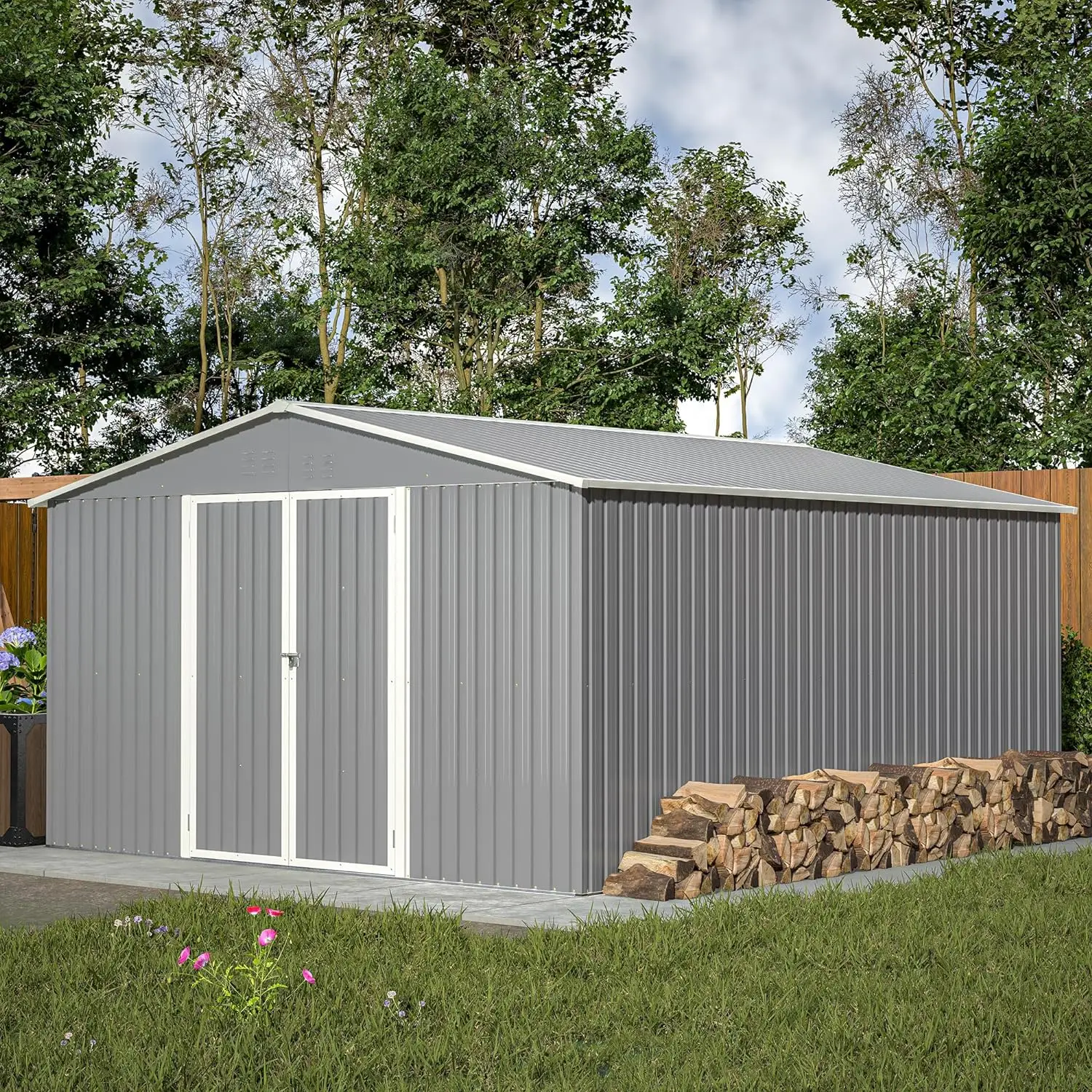 Outdoor Storage Shed, Metal Shed Tool Steel Cabin Tool Garden Shed, Garden Tool House for Patio Backyard Lawn Garden