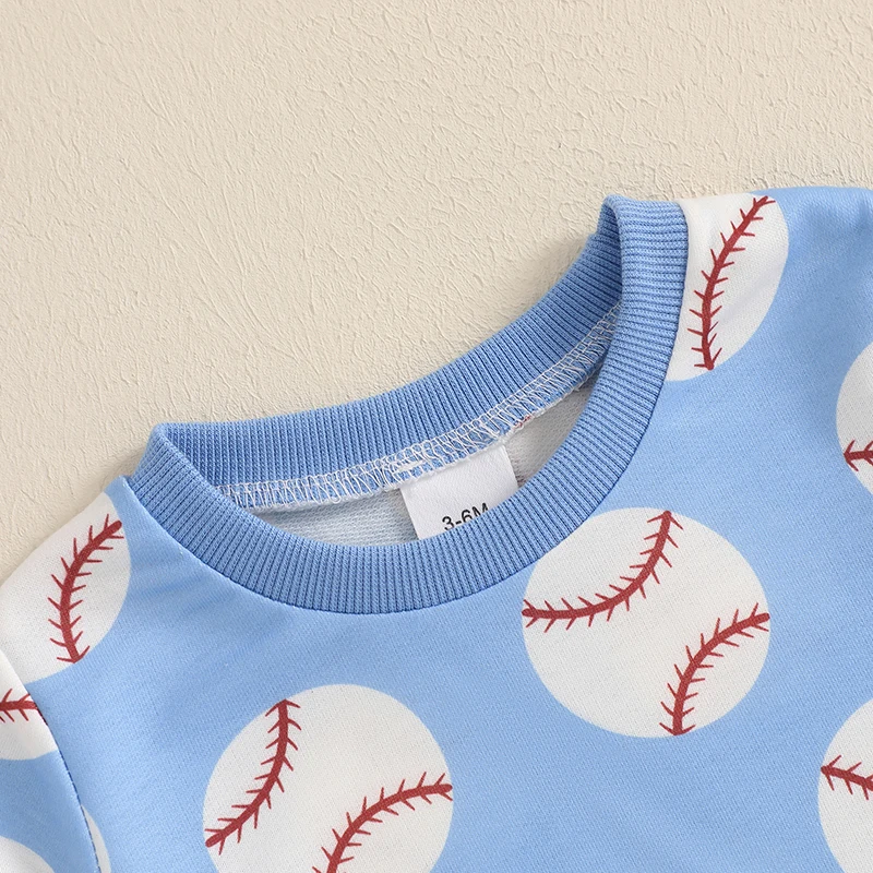 Toddler Baby Boy Shorts Set Baseball Print Short Sleeve T-shirt Elastic Waist Shorts Summer Outfit 4