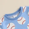 Toddler Baby Boy Shorts Set Baseball Print Short Sleeve T-shirt Elastic Waist Shorts Summer Outfit 4