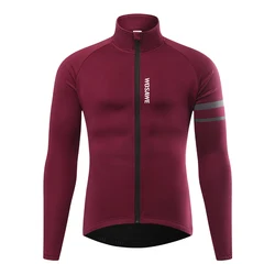 Men's Thermal Winter Cycling Jacket with Fleece Lining - Windproof Long Sleeve Jersey - S (Red jacket)