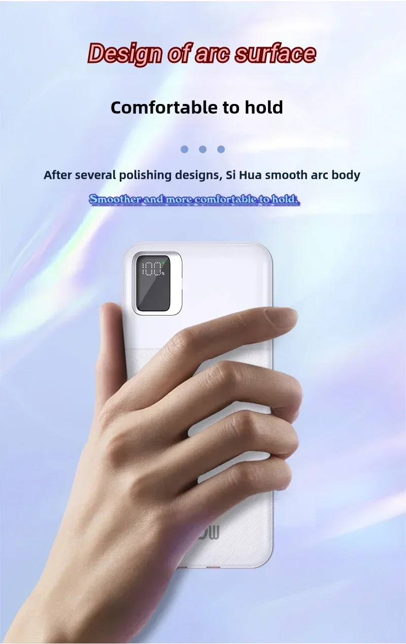 New Power Bank with Large Capacity of 200000 MAh, Fast Charging Apple Android Universal Built-in Cable Mobile Supply Portable