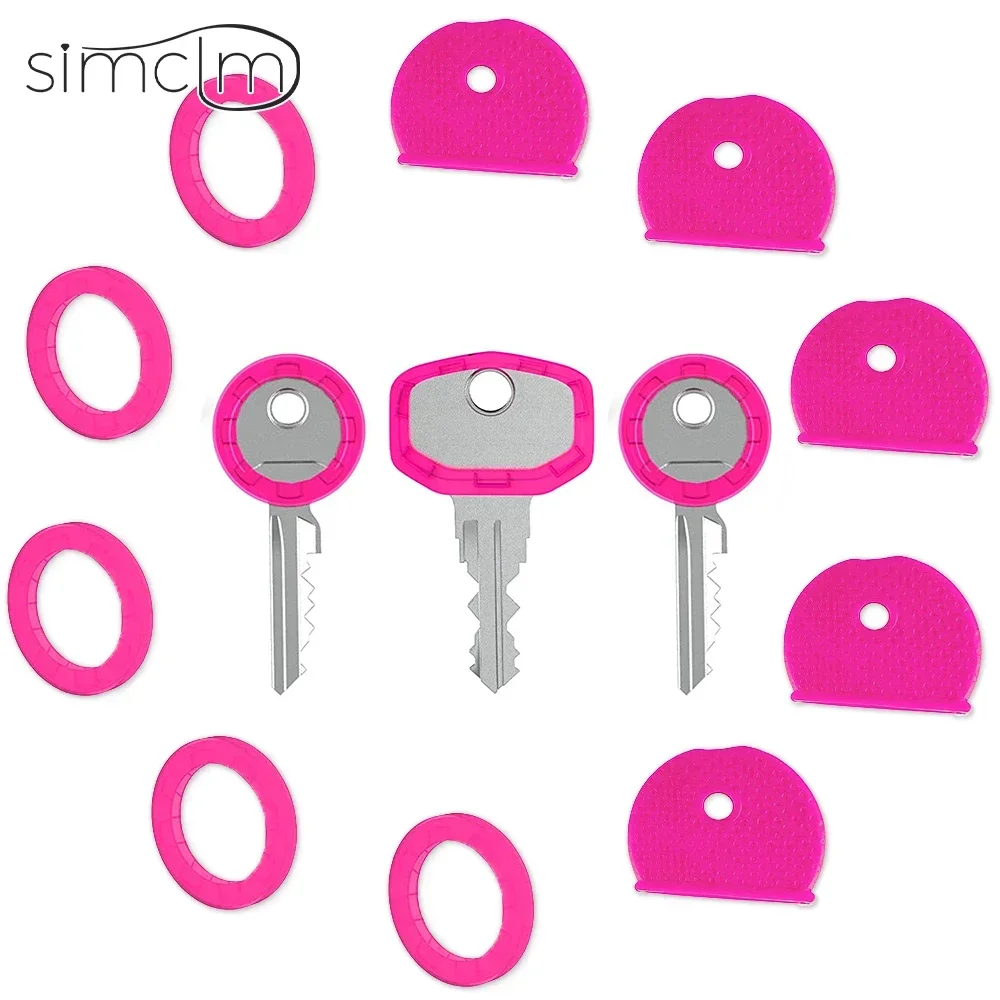 Vibrant Pink Rubber Key Covers - Soft Key Cap Toppers & Colorful Keyring Accessories