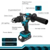 650NM 13MM Brushless Electric Drill 20+3 Torque Cordless Impact Drill Hammer Li-ion Electric Screwdriver For Makita 18V Battery 3