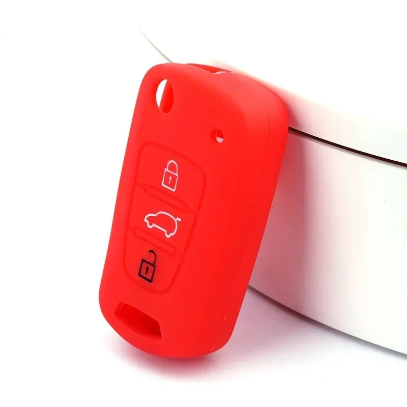 Key Case Key Case Cover Car Key Shell Flip Key Fob Shell Silicone Flip Car Key Cover Case For Kia RIO K2 K3 K5 Ceed Cerato Sportage For Hyundai Verna I20