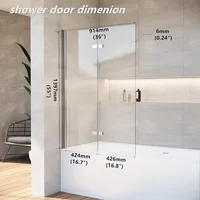 36 * 55 Inch Bathtub Shower Door,Bathroom Door with Bottom Seal,Liftable and Foldable Glass Door,Rectangular Bathtub Screen 2