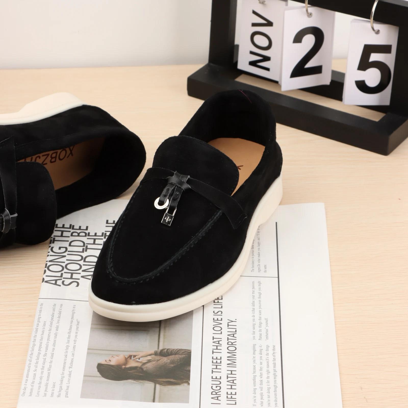 Top Quality Suede Leather Women loafers 2023 Summer Women's Flat Moccasins Causal Comfortable Mules Slip on Men Lazy Loafers 3