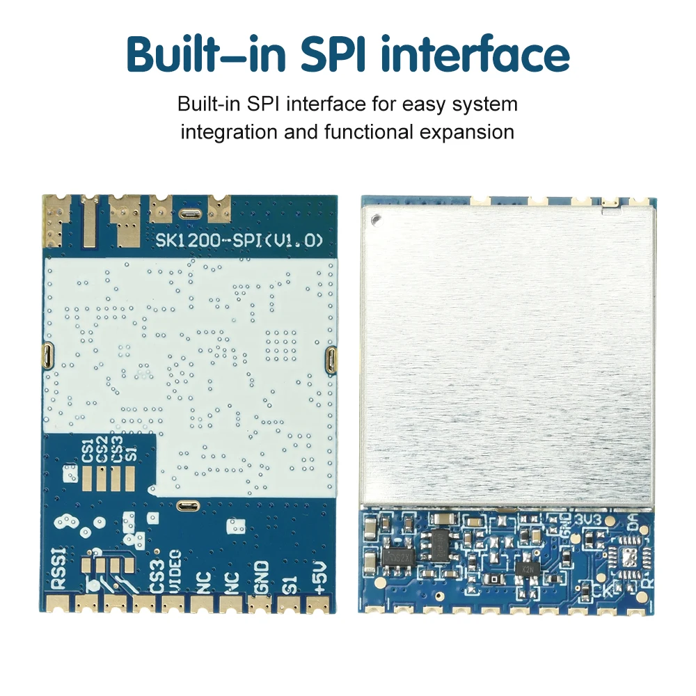 Module émetteur vidéo FPV 5.8G 600mW 48CH avec interface SPI, installé sur un drone racing avec antenne.