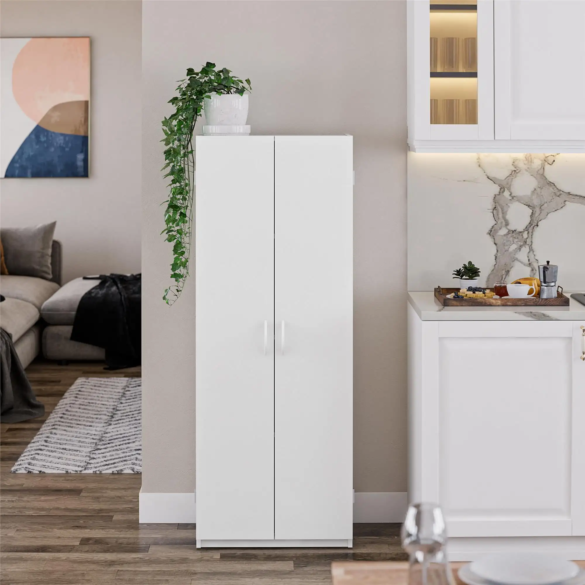

Mainstays 60" 2 Door Storage Cabinet, White