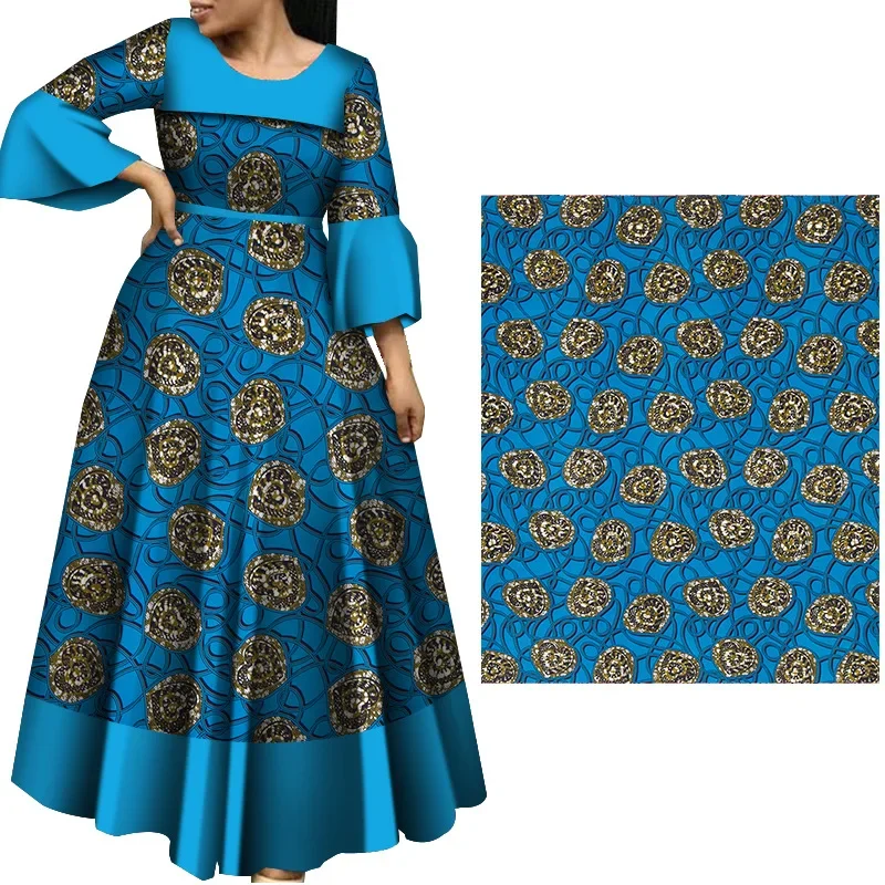 Newest Nigerian Ankara African Polyester Material Wax Fabric DIY Print Sewing Tissu Textile Material For Women Dresses