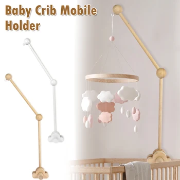 Supporto per mobile per culla Angolo regolabile in altezza Lettino antiscivolo in legno Braccio mobile Lettino per bambini Staffa per campana Zanzariera Asta sospesa