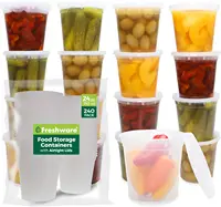 Food Storage Containers [240 Set] 24 oz Plastic Deli Containers with Lids, Slime, Soup, Meal Prep Containers 1