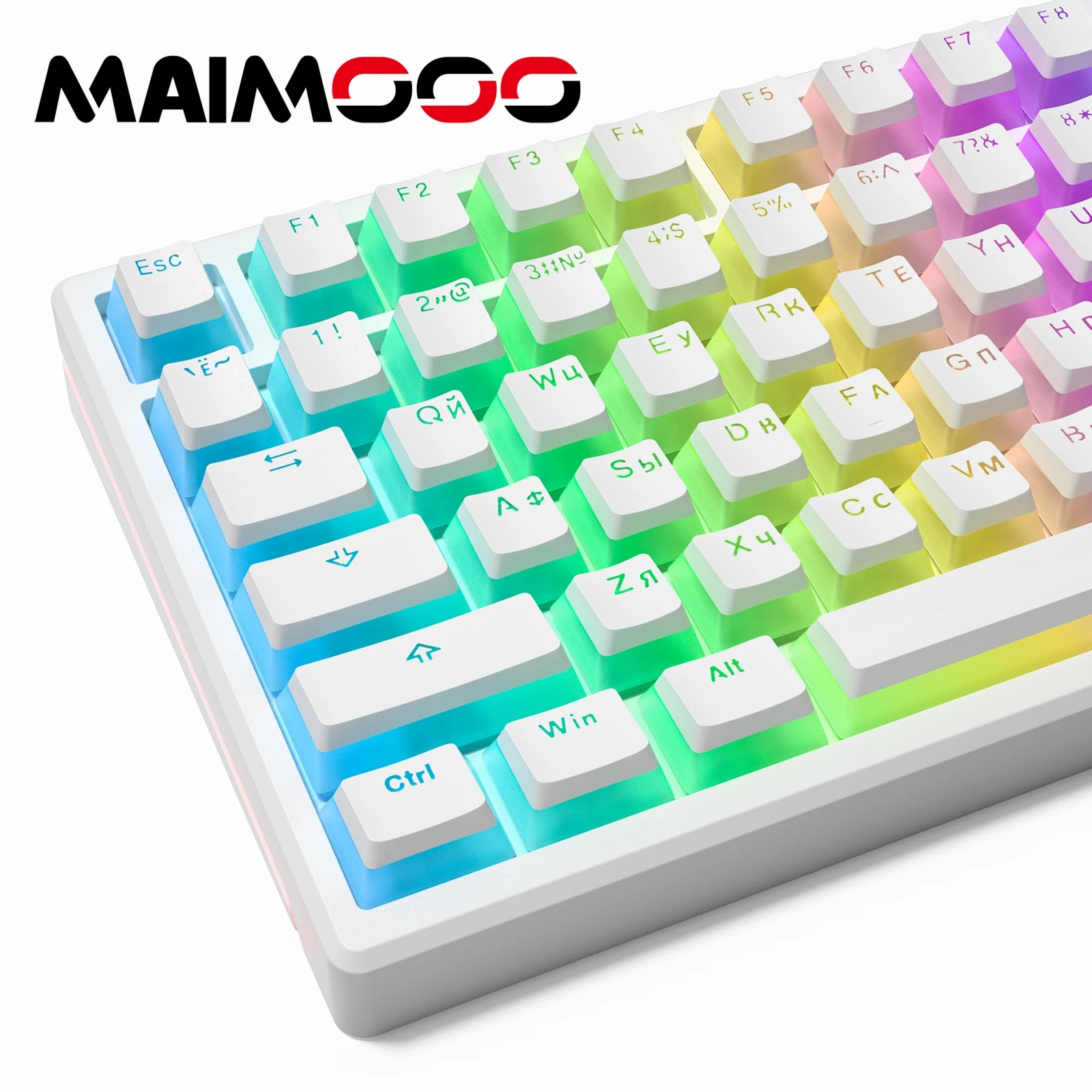 Maimooo-pudim Keycaps Teclados Mecânicos Luz Traseira Transparente Pbt Oem Russo Branco Rosa Preto 87 104 108 Iso