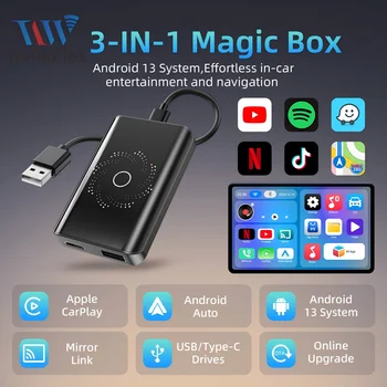 Carplay AI Box Android 13 Wireless Android Auto Smart TV Box per Youtube Netflix Toyota Mazda Hyundai Haval GMC Ford MG VW Kia