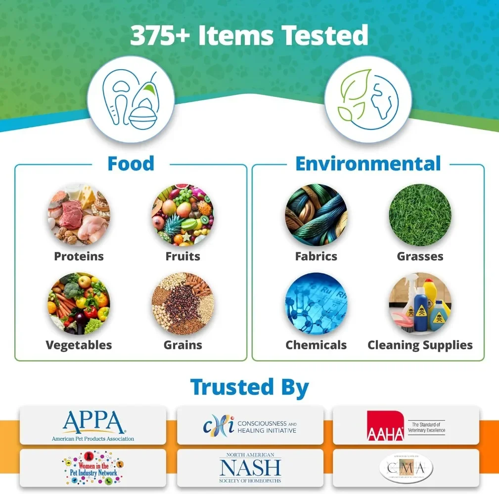 Pet Food and Environmental Intolerance Test at Home Sensitivity Test for Dogs Cats Hair Sample Collection Kit 395 Items Tested