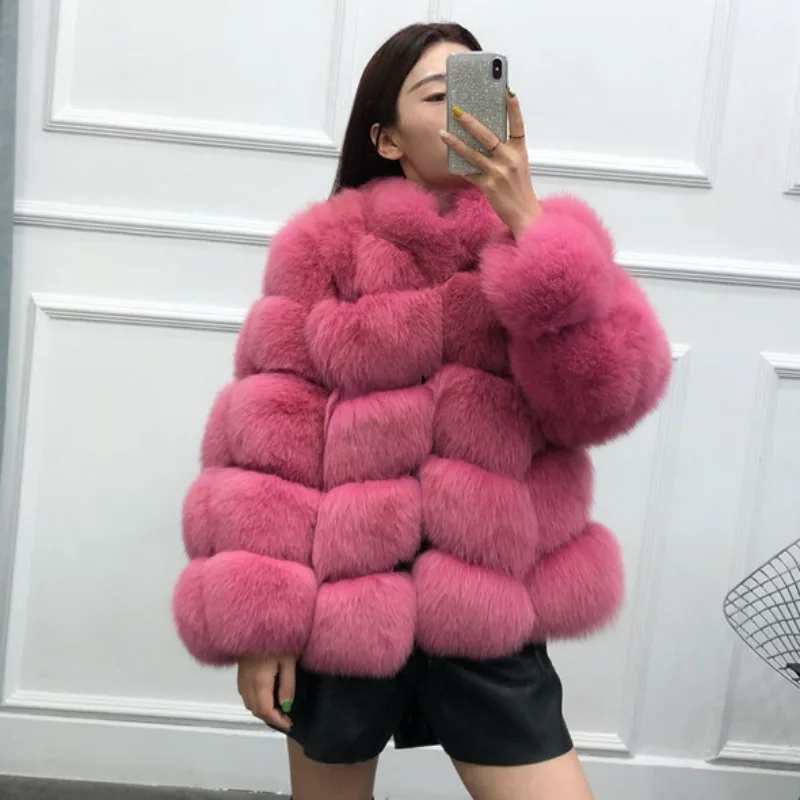 

Winter New Women Faux Fur Coat Mid-Length Faux Fox Fur Outwear Fashion Thick Warm Outcoat Temperament Female Solid Color Jacket
