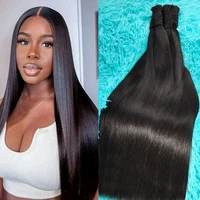 Extensions de cheveux humains vierges Remy 12A sans trame, lisses comme des baguettes, couleur naturelle, 100 % non traités, pour tressage, 18-30 pouces 4