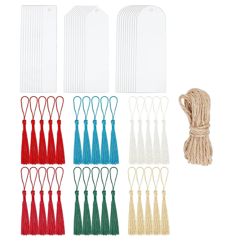 

30PCS Blank Acrylic Bookmark Blank Bookmark With Colourful Bookmark Pendant For DIY Gifts Tags