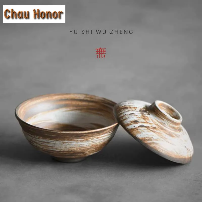 110ml Japanese Coarse Pottery Handmade Gaiwan Handmade Small Tea Tureen Tea Brewing Cover Bowl Drinkware Accessories Ornaments