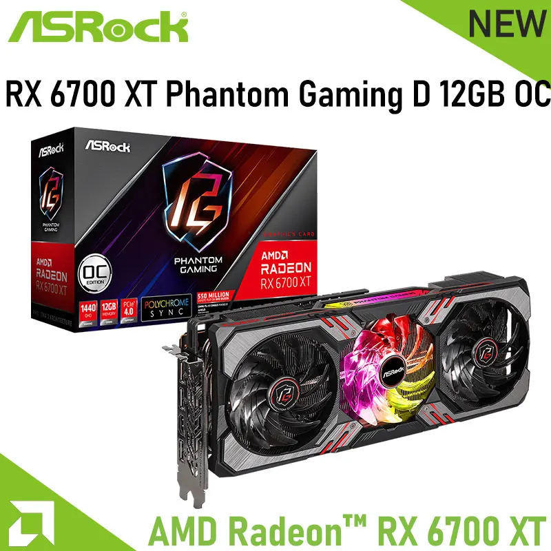 

ASROCK Raphic Cards AMD Radeon RX 6700 XT Phantom Gaming D 12GB OC GDDR6 192-bit 2457MHz 16 Gbps PCIe 4.0 GPU MINING Video Cards