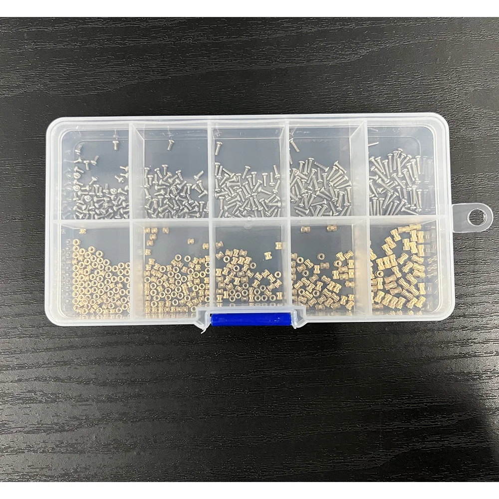 M1 M1.4 M1.6 M1.7 Heat Threaded Brass Insert Nut 304 Stainless Steel Screw Set Hot Melt Knurled Embedded Copper Nut Bolt Kit