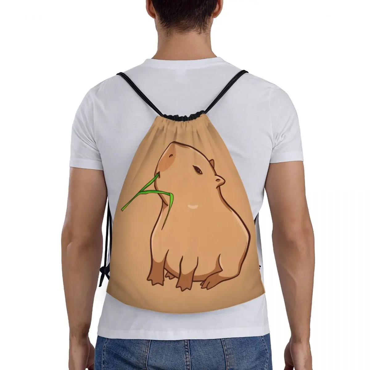 Custom Cute Capybara Drawstring Bag Men Women Foldable Sports Gym Sackpack Animal Lover Training Backpacks 5