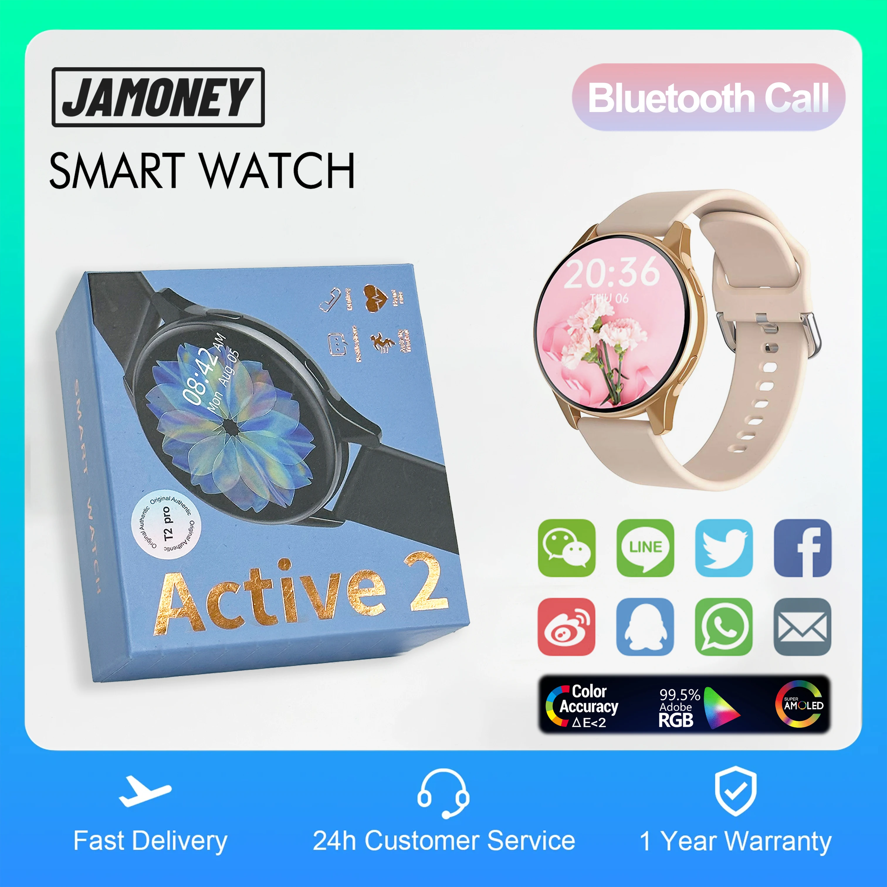 T2 Pro Active Smartwatch Inch IP67 Waterproof Round Screen