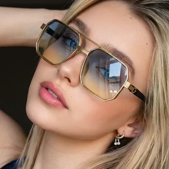 Óculos de Sol Retrô Personalizados com Armação Grande, Estilo Europeu e Americano, Antiluz, Poligonais, de Nova Moda para Caminhada 1