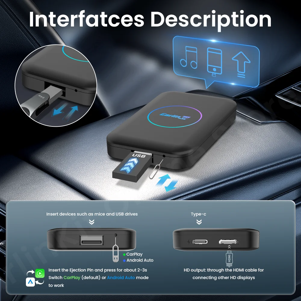 CarlinKit Lite Tv Box HDMI ȵ̵    Netfix Youtube IPTV Spotify  CarPlay/ȵ̵ ڵ Wifi BLE