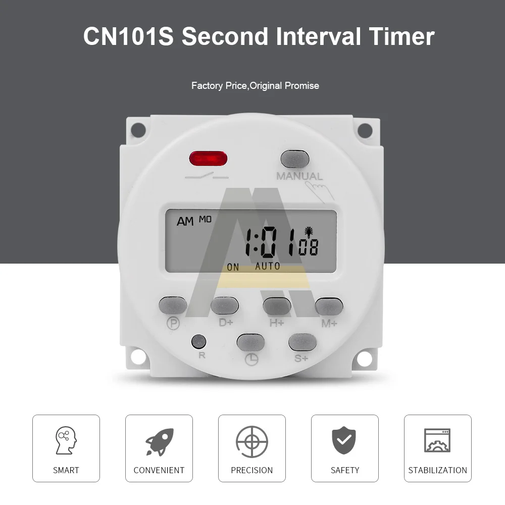 5V 12V 24V 110V 220V Digital LCD Timer Switch 7 Days Weekly Programmable Time Relay Programmer 50/60hz 1 Second Interval CN101S 2