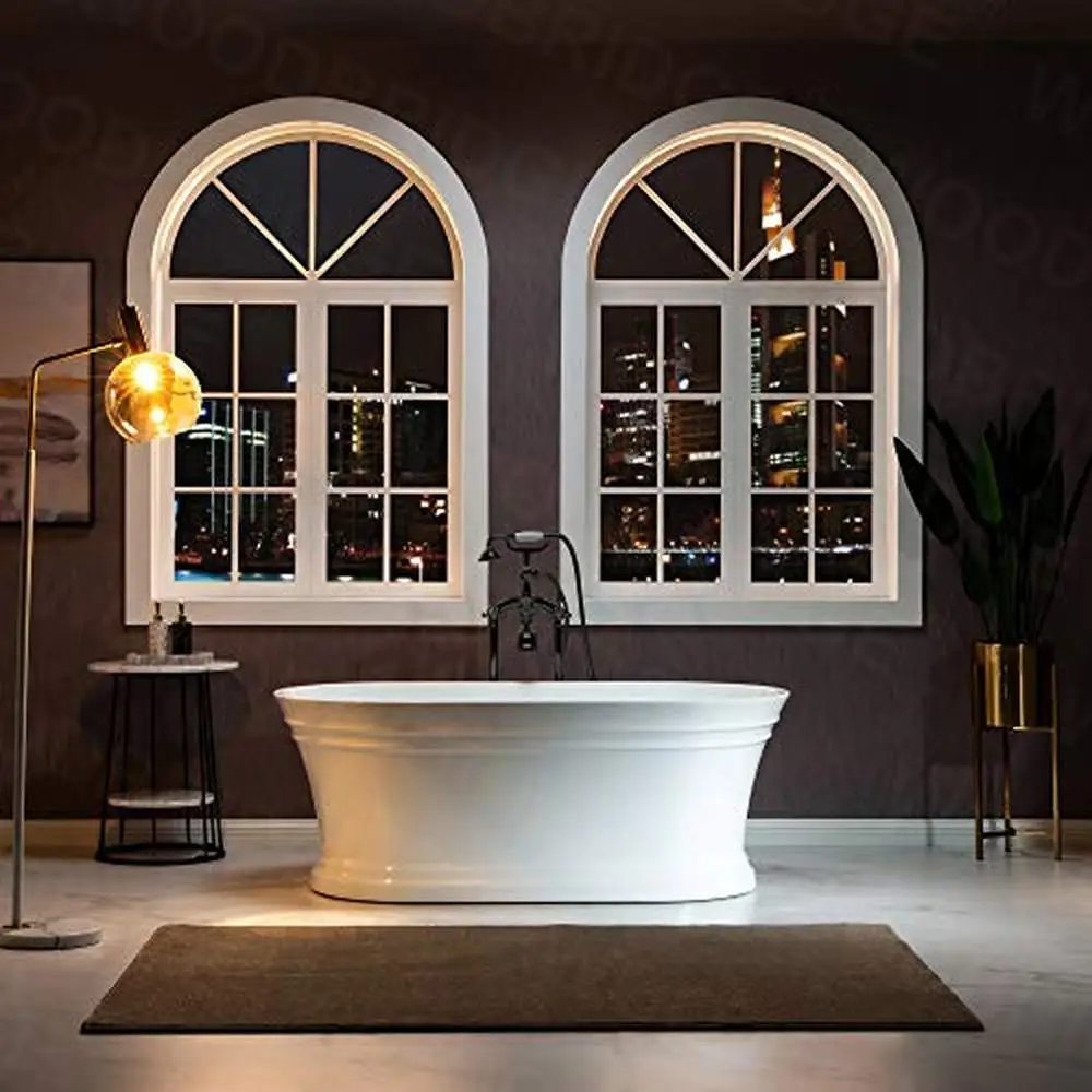 59" Acrylic Bathtub with Non-Slip Design High Gloss White Finish and 53 Gallon Capacity 6