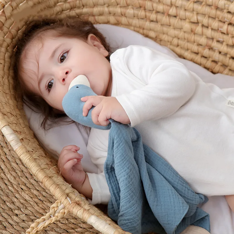 

Baby Soft Cotton Muslin Security Blanket Comforter for Newborn Infant Sleeping Snuggle Toy Stuffed Animal Soothe Appease Towel