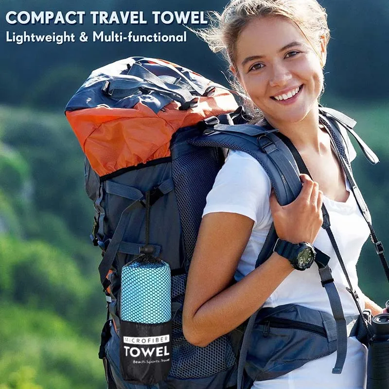 travel towel lightweight suitable for outdoor camping,hiking,backpacking,gym,quick drying towel,travel towel compact portable