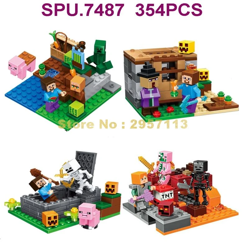 2 5 354pcs Melon Farm Nether Fight Harvest Season Building Blocks Toy Blocks Aliexpress