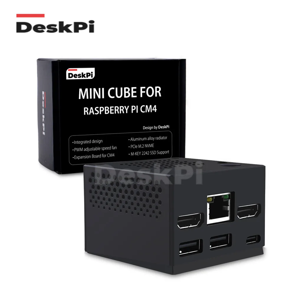 Mini Radiador de Liga de Alumínio para Raspberry pi Cm4 Deskpi Mini Cube Integrando um Ventilador Silencioso Antena Ipx