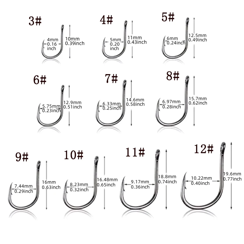 Brand new 100/200/300 pieces/box High quality carbon steel carp fishing bait Sharp fish hook 10 sizes available 4