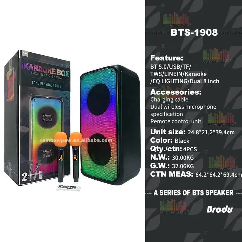 Bts-1908 bt speaker nirkabel portabel inci, speaker Portabel